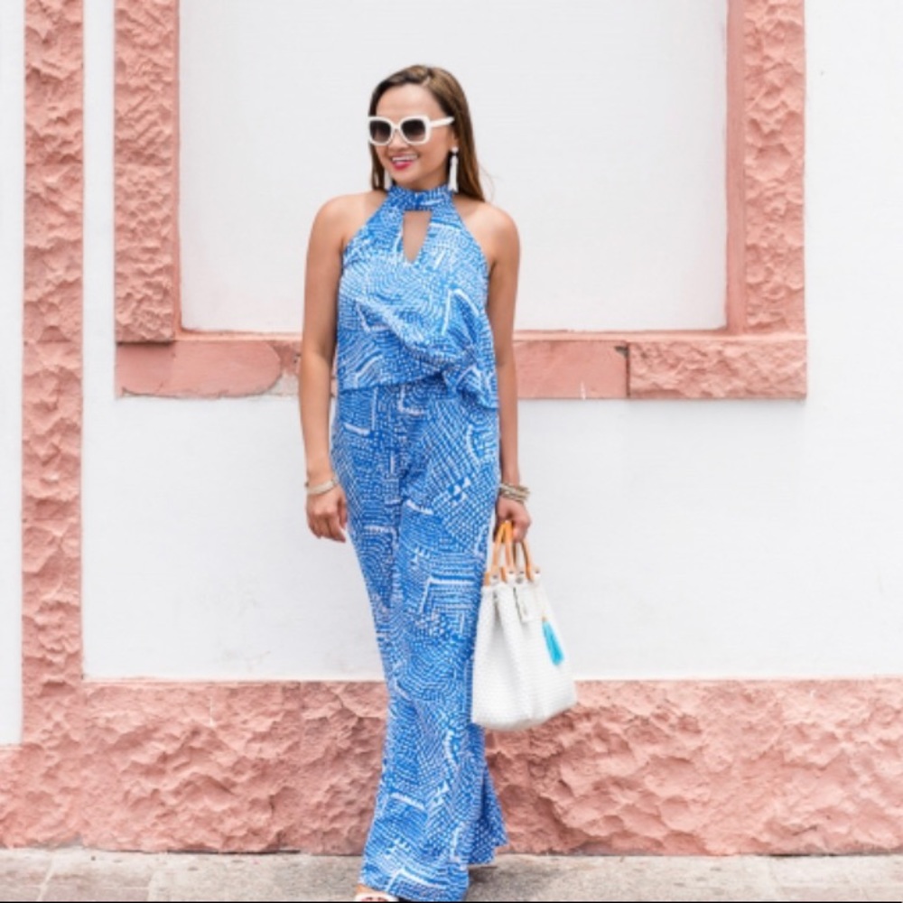 BLUE “ready or not” Tyche jumpsuit NWOT